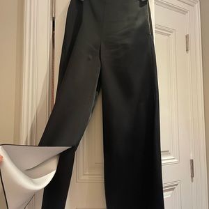 Roland Mouret wide leg black satin pant